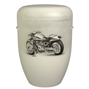 Hand Painted Biodegradable Cremation Ashes Funeral Urn / Casket - Harley Davidson with Red Tail Light